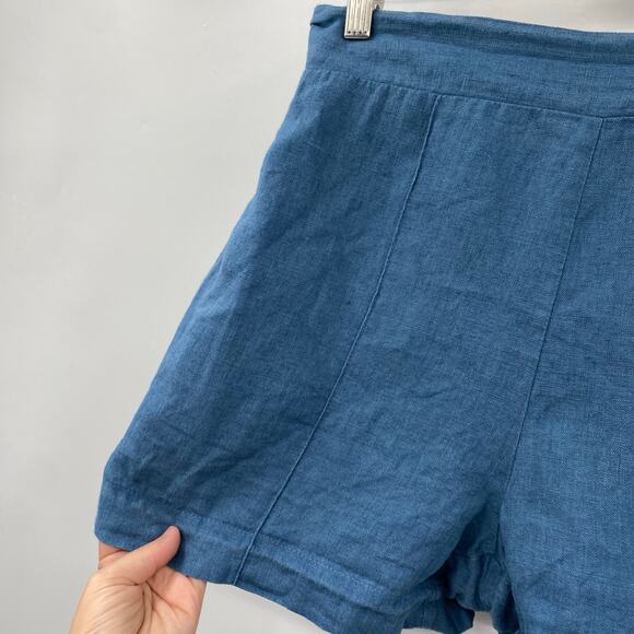 Linen Handmade Studio Cornflower Blue Tori Shorts - Picture 3 of 6